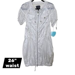 Blanc Noir - White - Sporty Pleated Windbreaker Jacket - S